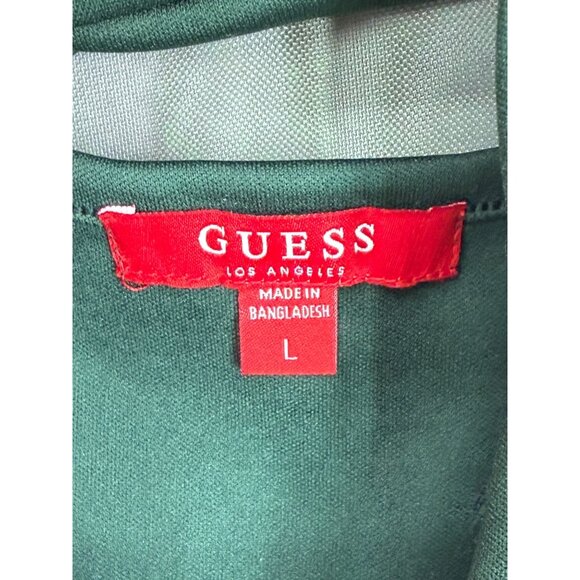 Guess Green Floral Mesh Rhinestone Bodycon Mini Dress | Sirencore Whimsigoth Y2K - Picture 15 of 16